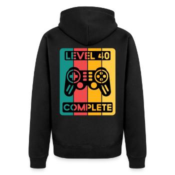 40. Geburtstag Shirt Gamer Zocker Männer Geschenk - Unisex Premium Bio Zip Hoodie - Schwarz - Hinten - Nico (187cm)