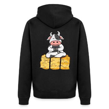 Cadeau de vache Femmes Vaches Méditez Yoga - Veste à capuche bio Premium Unisexe - noir - Dos - Nico (187cm)