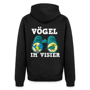 Birds watching binoculars Ornithology - Unisex Premium Organic Zip Hoodie - black - Back - Nico (187cm)