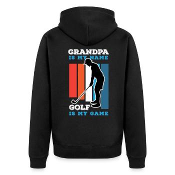 Opa Großvater Golf Golfer golfen Golfschläger - Unisex Premium Bio Zip Hoodie - Schwarz - Hinten - Nico (187cm)