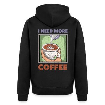 Kaffee koffein Morgenkaffee Kaffeebohne Coffee - Unisex Premium Bio Zip Hoodie - Schwarz - Hinten - Nico (187cm)