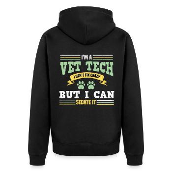 Tierarzt Tierarztpraxis Tiermediziner Veterinär - Unisex Premium Bio Zip Hoodie - Schwarz - Hinten - Nico (187cm)