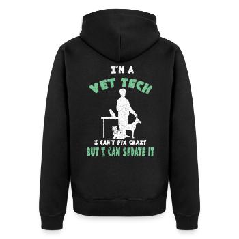 Tierarzt Tierarztpraxis Tiermediziner Veterinär - Unisex Premium Bio Zip Hoodie - Schwarz - Hinten - Nico (187cm)