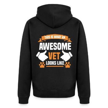 Tierarzt Tierarztpraxis Tiermediziner Veterinär - Unisex Premium Bio Zip Hoodie - Schwarz - Hinten - Nico (187cm)