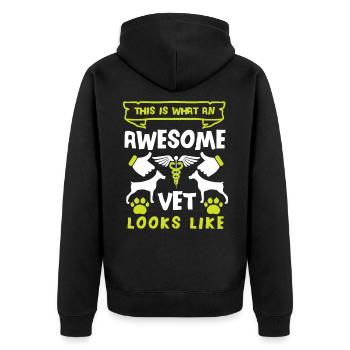 Tierarzt Tierarztpraxis Tiermediziner Veterinär - Unisex Premium Bio Zip Hoodie - Schwarz - Hinten - Nico (187cm)