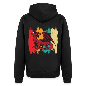 Dragon Retro Vintage Moyen Âge avec Feu - Veste à capuche bio Premium Unisexe - noir - Dos - Nico (187cm)