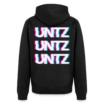 Hardtekk Tekk - Unisex Premium Bio Zip Hoodie - Schwarz - Hinten - Nico (187cm)