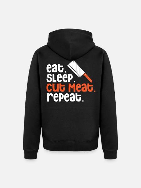 Fleisch schneiden Fleischer Metzger Hackfleisch - Unisex Premium Bio Zip Hoodie - Schwarz