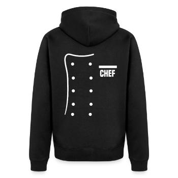 Koch Küche kochen Sternekoch Köchin Essen - Unisex Premium Bio Zip Hoodie - Schwarz - Hinten - Nico (187cm)