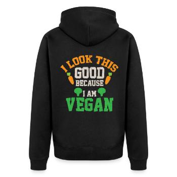 Vegan Vegan Meat Renonce au régime végétalien - Veste à capuche bio Premium Unisexe - noir - Dos - Nico (187cm)