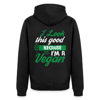 Vegan Vegan Meat Renonce au régime végétalien - Veste à capuche bio Premium Unisexe - noir - Dos - Nico (187cm)