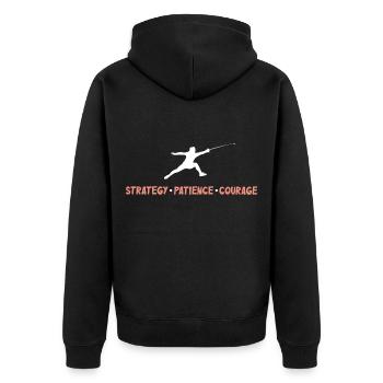 Strategie Geduld Mut Fechten Lustig Fechter Kämpfe - Unisex Premium Bio Zip Hoodie - Schwarz - Hinten - Nico (187cm)