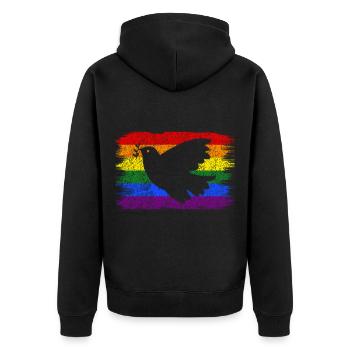 Peace Dove Peace Flag - Unisex Premium Organic Zip Hoodie - black - Back - Nico (187cm)