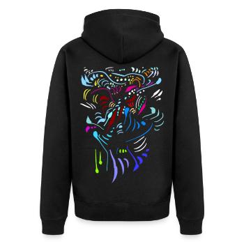 TRIBAL 30 05 - Unisex Premium Bio Zip Hoodie - Schwarz - Hinten - Nico (187cm)
