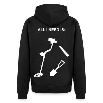 pontoons, probe walker, metal detector, metal finder - Unisex Premium Organic Zip Hoodie - black - Back - Nico (187cm)