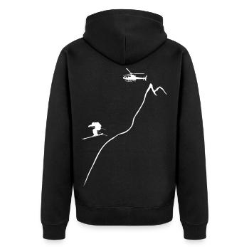 heliskiing, skifahren, freeskiing, Heliboarding - Unisex Premium Bio Zip Hoodie - Schwarz - Hinten - Nico (187cm)