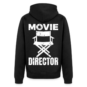 Regisseur - Unisex Premium Bio Zip Hoodie - Schwarz - Hinten - Nico (187cm)