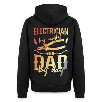 Elektriker Papa - Unisex Premium Bio Zip Hoodie - Schwarz - Hinten - Nico (187cm)
