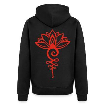 Eternal red lotus - Unisex Premium Organic Zip Hoodie - black - Back - Nico (187cm)