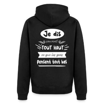 Je dis tout haut sans filtre - Veste à capuche bio Premium Unisexe - noir - Dos - Nico (187cm)