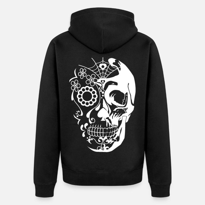 skull white - Veste à capuche bio Premium Unisexe - noir