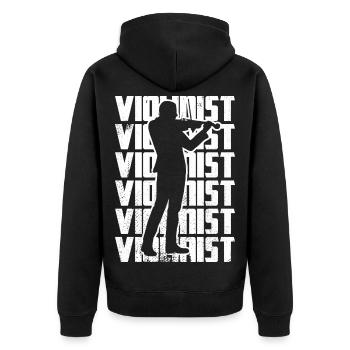 Lustiger Violinist - Unisex Premium Bio Zip Hoodie - Schwarz - Hinten - Nico (187cm)
