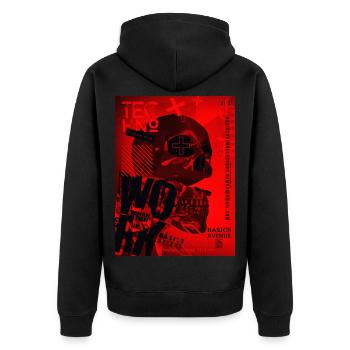 Crâne Rouge Techno Urbain - Veste à capuche bio Premium Unisexe - noir - Dos - Nico (187cm)