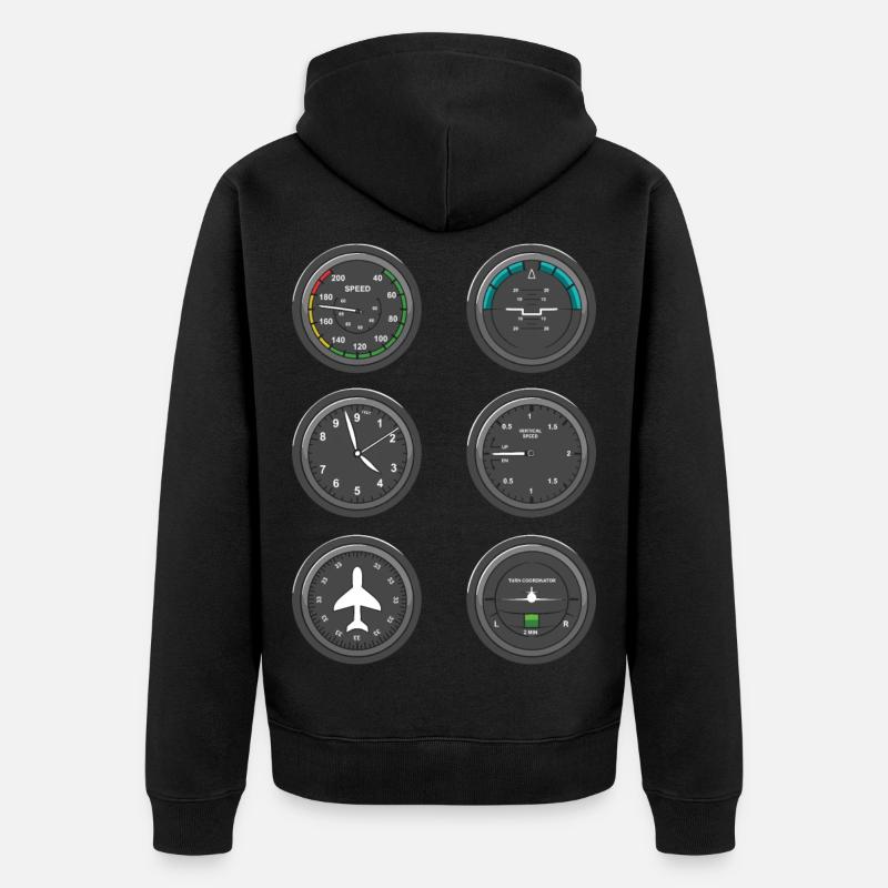 Flugzeug Fluginstrumente - Unisex Premium Bio Zip Hoodie - Schwarz