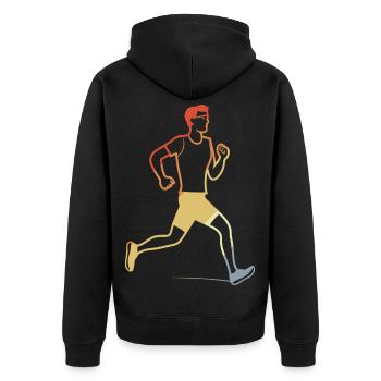 Retro Jogger Skizze - Unisex Premium Bio Zip Hoodie - Schwarz - Hinten - Nico (187cm)