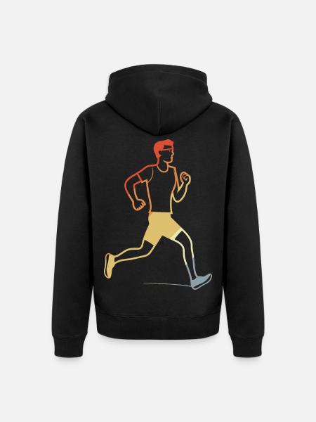Retro Jogger Sketch - Unisex Premium Organic Zip Hoodie - black