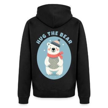 Hug the Teddy Bear - Unisex Premium Organic Zip Hoodie - black - Back - Nico (187cm)