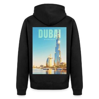 Dubai Skyline – Desert Metropolis - Unisex Premium Organic Zip Hoodie - black - Back - Nico (187cm)