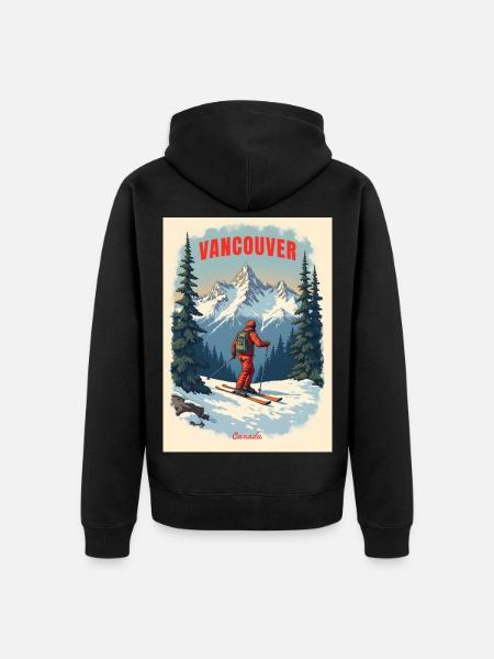 Vancouver Mountain Scenery - Unisex Premium Organic Zip Hoodie - black
