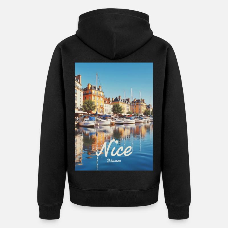 Nice Hafen von Nizza - Unisex Premium Bio Zip Hoodie - Schwarz