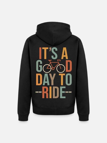 Cadeau Cycliste It’s a Good Day to Ride Vélo humo - Veste à capuche bio Premium Unisexe - noir