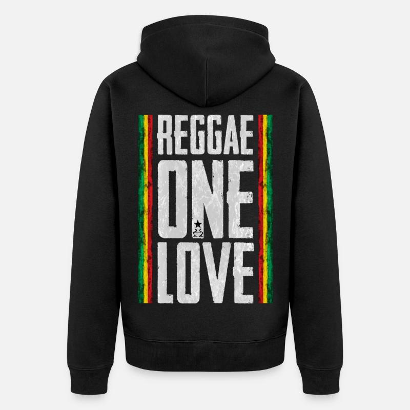 Reggae Liebe Design mit Fahne - Unisex Premium Bio Zip Hoodie - Schwarz