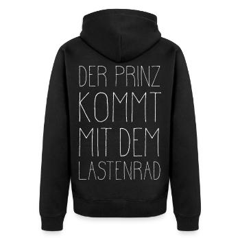 The prince comes on a cargo bike - Unisex Premium Organic Zip Hoodie - black - Back - Nico (187cm)