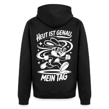 Heute Ist Genau Mein Tag – Cartoon-Hase - Unisex Premium Bio Zip Hoodie - Schwarz - Hinten - Nico (187cm)
