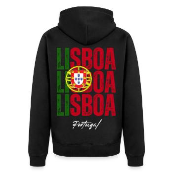 Lisbon Portugal, souvenir of Lisbon - Unisex Premium Organic Zip Hoodie - black - Back - Nico (187cm)