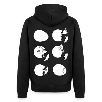Discovering the world or not (white) - Unisex Premium Organic Zip Hoodie - black - Back - Nico (187cm)