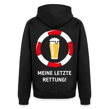 My last resort! (Beer / Willibecher / NEG) - Unisex Premium Organic Zip Hoodie - black - Back - Nico (187cm)