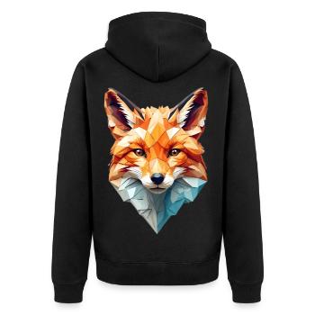 Tête de renard géométrique - Veste à capuche bio Premium Unisexe - noir - Dos - Nico (187cm)