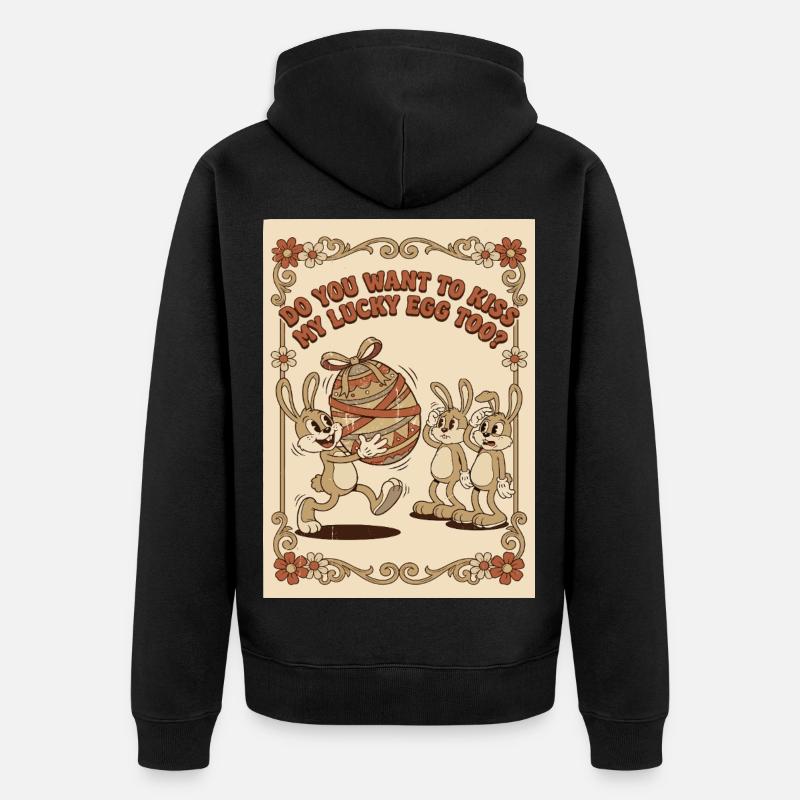 Lucky_Egg_Retro_Hasen - Veste à capuche bio Premium Unisexe - noir