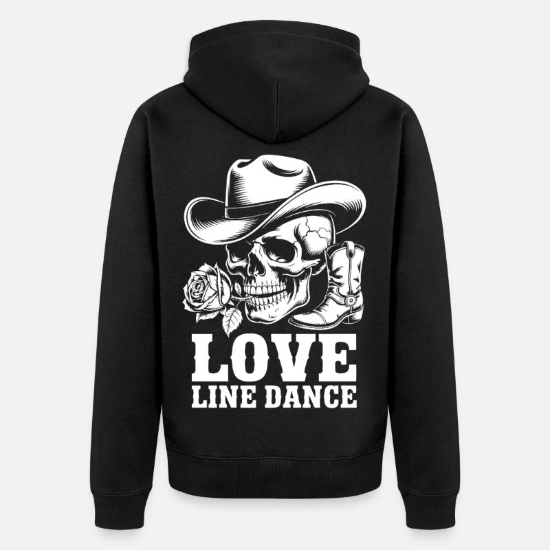Danse en ligne Cowboy Squelette - Veste à capuche bio Premium Unisexe - noir