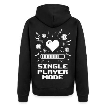 Single Player Mode Gamer Heart - Unisex Premium Organic Zip Hoodie - black - Back - Nico (187cm)