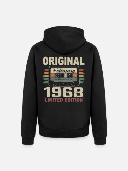 February 1968, February 1968 Birthday Gift - Unisex Premium Organic Zip Hoodie - black