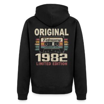 February 1982, February 1982 Birthday Gift - Unisex Premium Organic Zip Hoodie - black - Back - Nico (187cm)