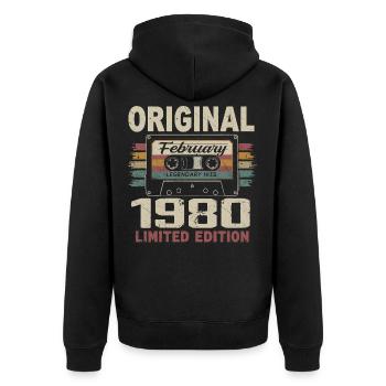 February 1980, February 1980 Birthday Gift - Unisex Premium Organic Zip Hoodie - black - Back - Nico (187cm)