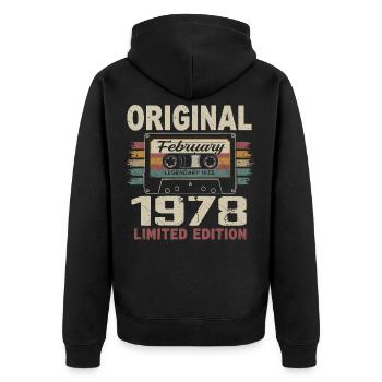 Février 1978, Cadeau d'Anniversaire février 1978 - Veste à capuche bio Premium Unisexe - noir - Dos - Nico (187cm)