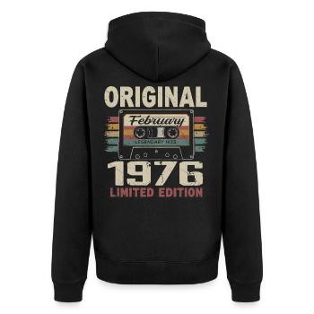 Février 1976, Cadeau d'Anniversaire février 1976 - Veste à capuche bio Premium Unisexe - noir - Dos - Nico (187cm)